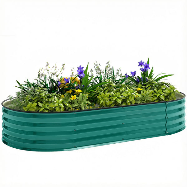 Galvanised Raised Beds for Garden, Metal Elevated Planter Box with Safety Edging, Easy DIY for Growing Flowers, Herbs, Succulents, 180 x 90 x 30cm, Light Green