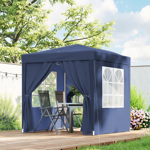6.6'x6.6' Pop Up Canopy Tent with Sidewalls, Instant Sun Shelter Camping Gazebo with Carry Bag, for Outdoor, Garden, Patio, Blue
