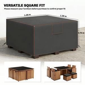 Garden Furniture Cover, Waterproof Outdoor Patio Furniture Cover with Air Vent, Bag, Heavy Duty 420D Oxford Fabric for Patio, 125 x 125 x 74 cm, Black