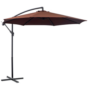 Outsunny 10' Cantilever Hanging Tilt Offset Patio Umbrella with UV & Water Fighting Material and Cross Base (Weight Not Included), Brown