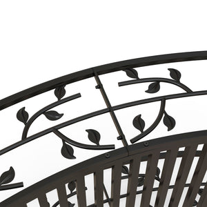 1.2M Metal Garden Bridge with Safety Railings, Classic Retro Arc Footbridge with Vine Pattern, Small Decorative Pond Bridge for Creeks Streams Borders, Black