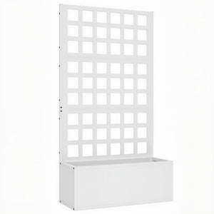 Galvanized Raised Garden Bed with Trellis, Metal Planter Box with Drainage Holes, Outdoor Privacy Screen for Climbing Plants, Vegetable, Vines, 24" x 9" x 44.5", White