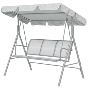 3 Seater Swing Chair, Garden Swing Bench with Adjustable Tilting Canopy, Breathable Mesh Seat and Heavy Duty Metal Frame for Patio, Yard, Light Grey