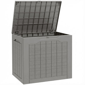 93L Plastic Garden Storage Box, Outdoor Storage Box with Handles, Waterproof Outdoor Storage Container for Garden Tools and Accessories, Khaki