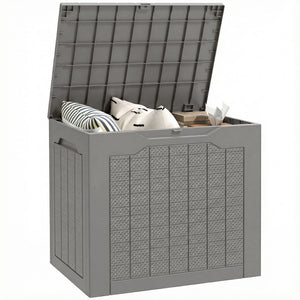 93L Plastic Garden Storage Box, Outdoor Storage Box with Handles, Waterproof Outdoor Storage Container for Garden Tools and Accessories, Khaki