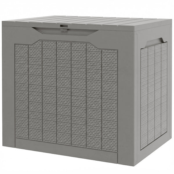 93L Plastic Garden Storage Box, Outdoor Storage Box with Handles, Waterproof Outdoor Storage Container for Garden Tools and Accessories, Khaki