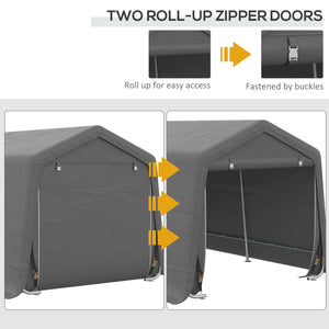 Outsunny 10' x 20' Carport Portable Garage, Heavy Duty Storage Tent, Patio Storage Shelter w/ Anti-UV PE Cover and Double Zipper Doors, for Motorcycle Bike Garden Tools, Gray