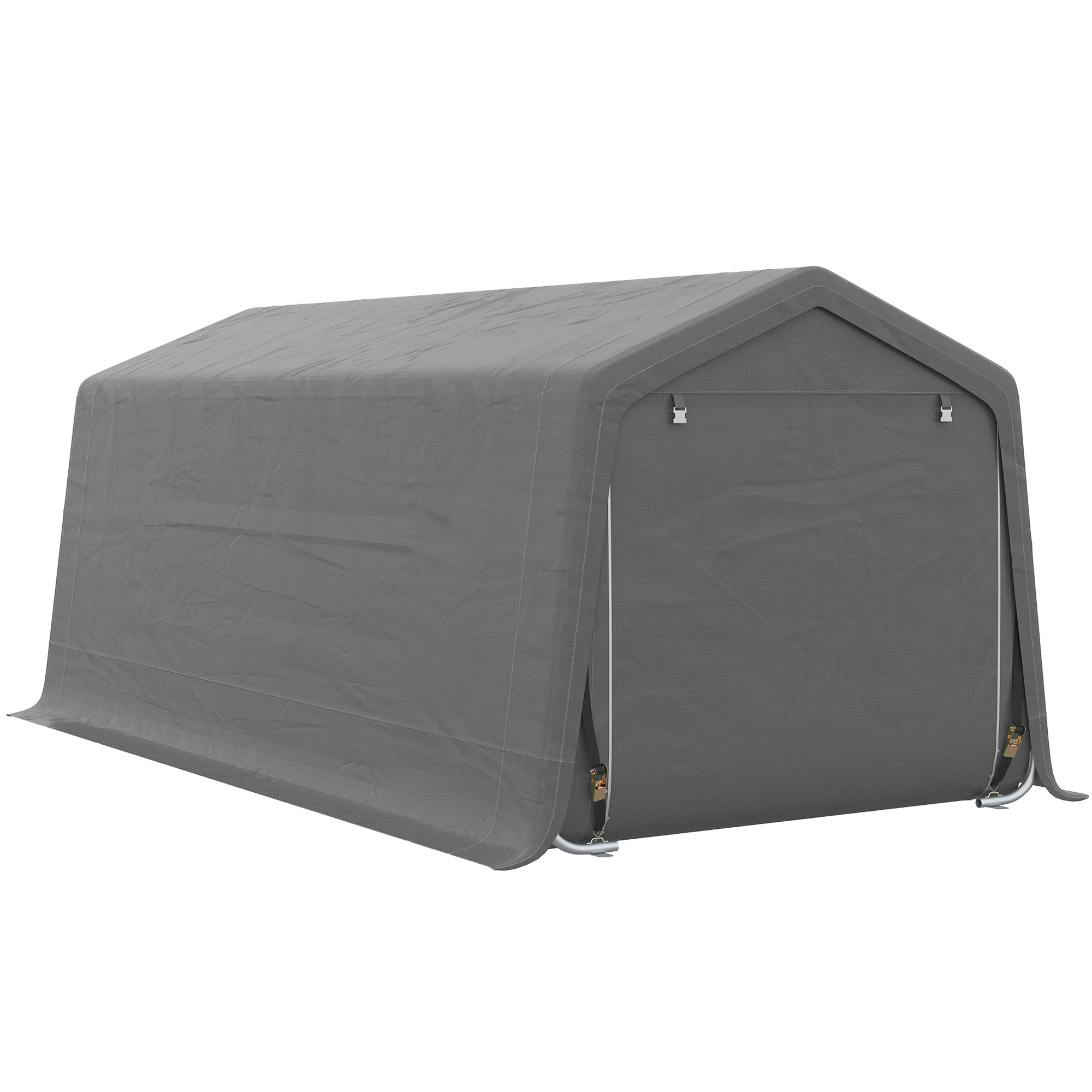 car tent cover Outsunny 10' x 20' Portable Carport, Heavy-Duty Storage Tent, Anti-UV PE Cover, Double Zipper Doors, Gray