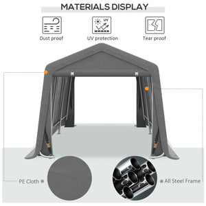 Outsunny 10' x 20' Carport Portable Garage, Heavy Duty Storage Tent, Patio Storage Shelter w/ Anti-UV PE Cover and Double Zipper Doors, for Motorcycle Bike Garden Tools, Gray