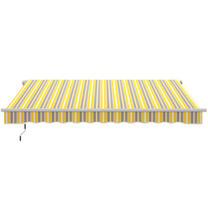 Outsunny 12' x 10' Retractable Awning Patio Awnings Sun Shade Shelter with Manual Crank Handle, 280g/m² UV & Water-Resistant Fabric and Aluminum Frame for Deck, Balcony, Yard, Yellow and Gray