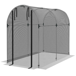 4' x 8' Crop Cage, Plant Protection Tent with Zippered Door and Galvanized Steel Frame, Fruit Cage Netting Cover for Garden, Yard, Lawn, Black