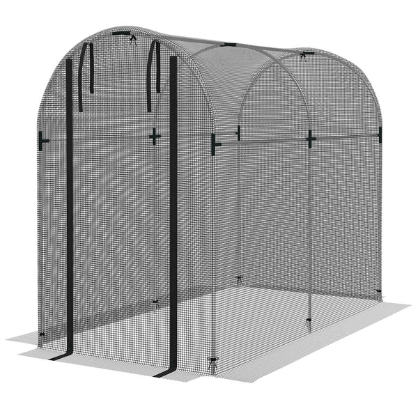 4' x 8' Crop Cage, Plant Protection Tent with Zippered Door and Galvanized Steel Frame, Fruit Cage Netting Cover for Garden, Yard, Lawn, Black