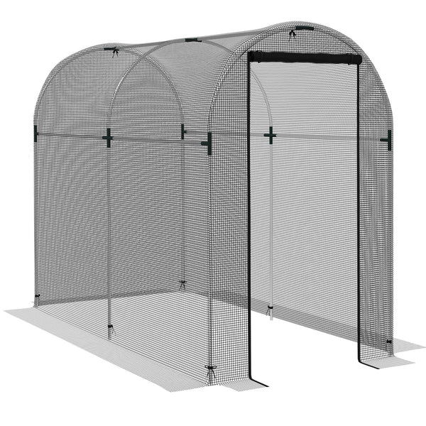 4' x 8' Crop Cage, Plant Protection Tent with Zippered Door and Galvanized Steel Frame, Fruit Cage Netting Cover for Garden, Yard, Lawn, Black