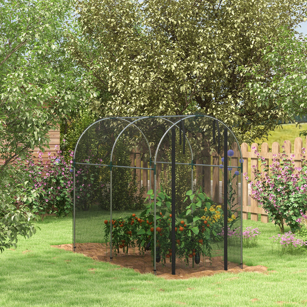 4' x 8' Crop Cage, Plant Protection Tent with Zippered Door and Galvanized Steel Frame, Fruit Cage Netting Cover for Garden, Yard, Lawn, Black