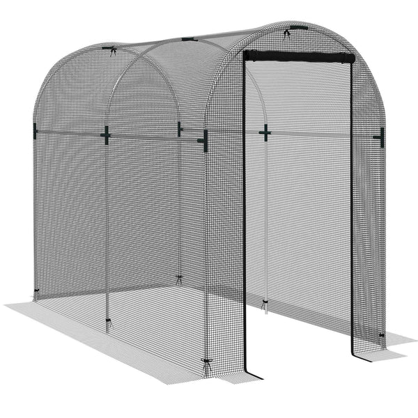 4' x 8' Crop Cage, Plant Protection Tent with Zippered Door and Galvanized Steel Frame, Fruit Cage Netting Cover for Garden, Yard, Lawn, Black
