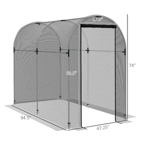 4' x 8' Crop Cage, Plant Protection Tent with Zippered Door and Galvanized Steel Frame, Fruit Cage Netting Cover for Garden, Yard, Lawn, Black