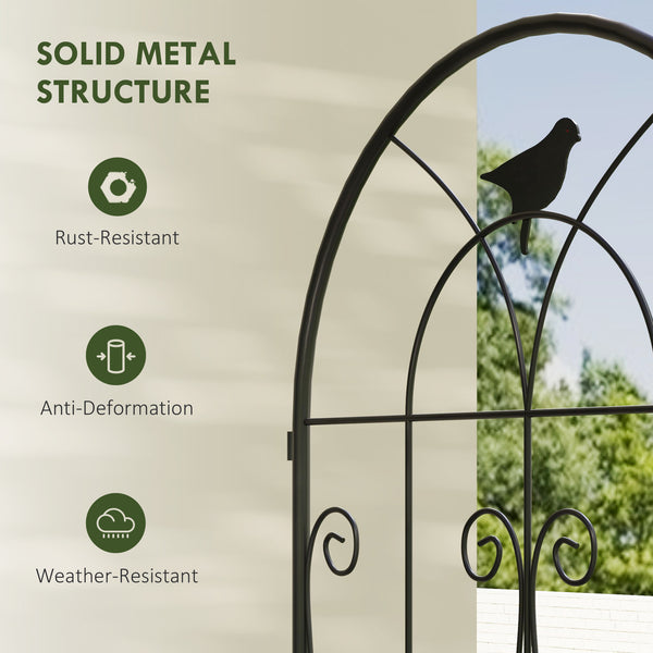 Set of 2 Metal Garden Trellis, Decorative Trellis Panels for Climbing Outdoor Plants, Vegetables, Vines, Flowers, 180 x 50 cm, Bird Design