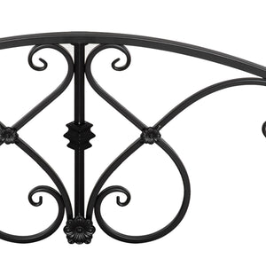 3.3FT Metal Arch Zen Garden Bridge with Safety Siderails, Decorative Footbridge, Delicate Floral Scrollwork for Stream, Fish Pond, Black