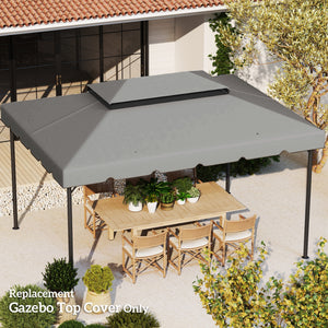 Outsunny 13.1' x 9.8' Gazebo Replacement Canopy, Gazebo Top Cover with Double Vented Roof for Garden Patio Outdoor (TOP ONLY), Light Gray