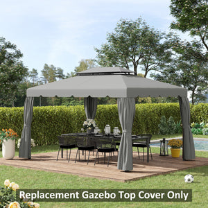 Outsunny 13.1' x 9.8' Gazebo Replacement Canopy, Gazebo Top Cover with Double Vented Roof for Garden Patio Outdoor (TOP ONLY), Light Gray