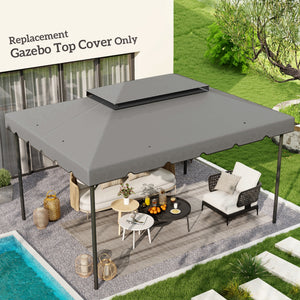 Outsunny 13.1' x 9.8' Gazebo Replacement Canopy, Gazebo Top Cover with Double Vented Roof for Garden Patio Outdoor (TOP ONLY), Light Gray