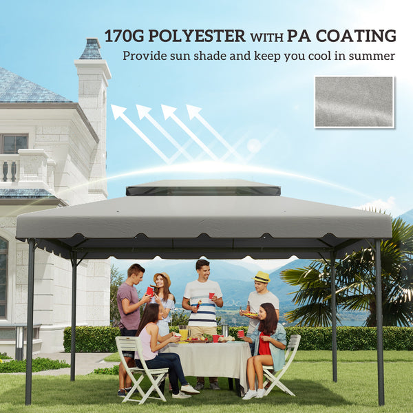 Outsunny 13.1' x 9.8' Gazebo Replacement Canopy, Gazebo Top Cover with Double Vented Roof for Garden Patio Outdoor (TOP ONLY), Light Gray