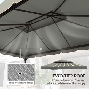 Outsunny 13.1' x 9.8' Gazebo Replacement Canopy, Gazebo Top Cover with Double Vented Roof for Garden Patio Outdoor (TOP ONLY), Light Gray