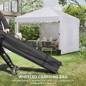 3 x 3 (M) Pop Up Gazebo, UPF 30+ with 2 Sidewalls, Leg Weight Bags and Wheeled Bag, Height Adjustable Party Tent Event Shelter for Garden, Patio, White
