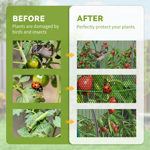 8' x 3' Crop Cage, Plant Protection Tent, with Two Zippered Doors and 4 Ground Stakes, for Garden, Yard, Lawn, Black