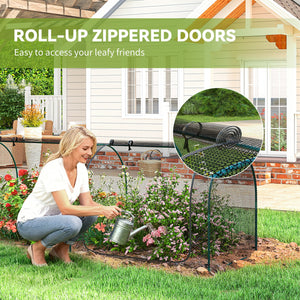 8' x 3' Crop Cage, Plant Protection Tent, with Two Zippered Doors and 4 Ground Stakes, for Garden, Yard, Lawn, Black