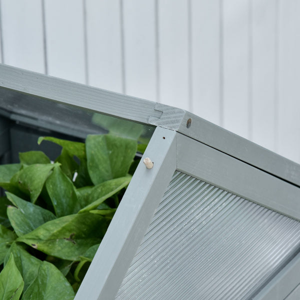 Garden Cold Frame Polycarbonate Greenhouse with Adjustable Shelves, Double Doors, Openable Top Covers, Grow House for Flower Vegetable Plants, 80 x 47 x 138cm, Grey
