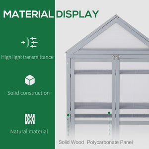 Garden Cold Frame Polycarbonate Greenhouse with Adjustable Shelves, Double Doors, Openable Top Covers, Grow House for Flower Vegetable Plants, 80 x 47 x 138cm, Grey