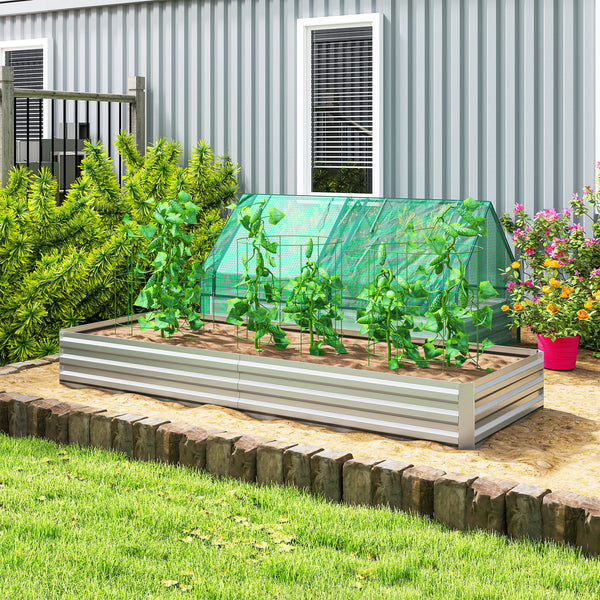Galvanized Raised Garden Bed, 8' x 3' x 1' Metal Planter Box, for Growing Vegetables, Flowers, Herbs, Succulents, Silver