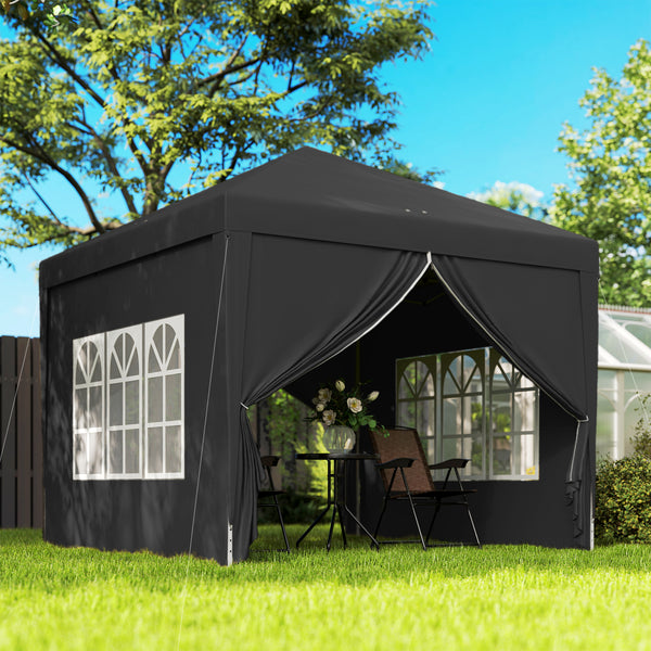 10'x10' Outdoor Pop Up Party Tent Gazebo Canopy with Carrying Bag (Black)