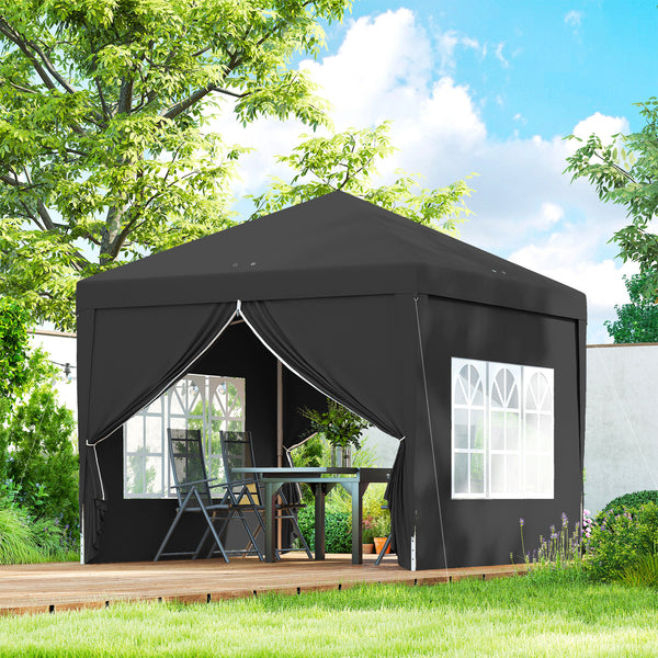 10'x10' Outdoor Pop Up Party Tent Gazebo Canopy with Carrying Bag (Black)