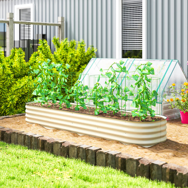 8' x 2' x 1' Galvanized Raised Garden Bed Kit, Outdoor Metal Elevated Planter Box with Safety Edging, Easy DIY Stock Tank for Growing Flowers, Herbs & Vegetables, Cream