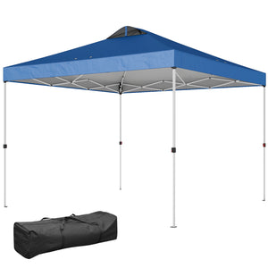 9.8' x 9.8' Pop Up Canopy, Waterproof Canopy Tent for Parties, Garden, BBQs, Easy Setup Instant Shelter and Garden Gazebo with Carrying Bag, Stakes and Ropes, Blue