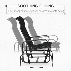 Outdoor Gliding Rocking Chair with Sturdy Metal Frame Garden Comfortable Swing Chair for Patio, Garden and Poolside, Black