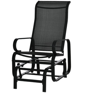 Outdoor Gliding Rocking Chair with Sturdy Metal Frame Garden Comfortable Swing Chair for Patio, Garden and Poolside, Black