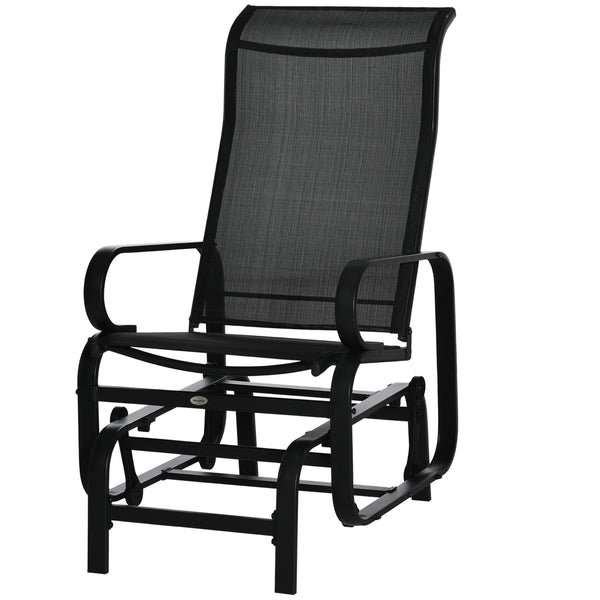 Outdoor Gliding Rocking Chair with Sturdy Metal Frame Garden Comfortable Swing Chair for Patio, Garden and Poolside, Black