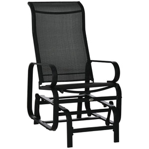 Outdoor Gliding Rocking Chair with Sturdy Metal Frame Garden Comfortable Swing Chair for Patio, Garden and Poolside, Black