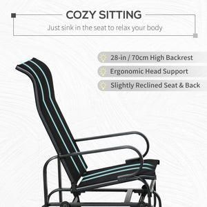 Outdoor Gliding Rocking Chair with Sturdy Metal Frame Garden Comfortable Swing Chair for Patio, Garden and Poolside, Black