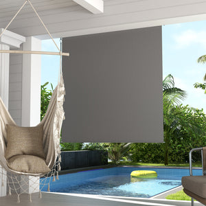6'W x 6'H Roller Shades, Outdoor Blinds Cordless Roll Up Shade for Porch Balcony Gazebo, Light Grey