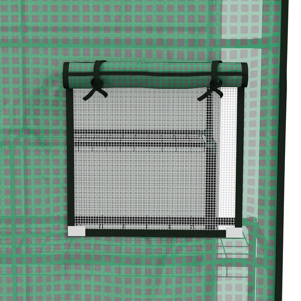 Outsunny Set of 2 Walk-in Greenhouse Replacement Covers for Model 01-0472 w/ Roll-up Door and Mesh Windows, 55"x56.25"x74.75" Reinforced Anti-Tear PE Hot House Cover (Frame Not Included), White Green