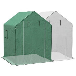 Outsunny Set of 2 Walk-in Greenhouse Replacement Covers for Model 01-0472 w/ Roll-up Door and Mesh Windows, 55"x56.25"x74.75" Reinforced Anti-Tear PE Hot House Cover (Frame Not Included), White Green