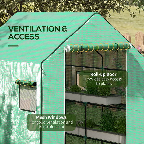 Outsunny Set of 2 Walk-in Greenhouse Replacement Covers for Model 01-0472 w/ Roll-up Door and Mesh Windows, 55"x56.25"x74.75" Reinforced Anti-Tear PE Hot House Cover (Frame Not Included), White Green