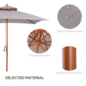 3 x 3 (m) Garden Umbrella, Large Parasol, Outdoor Sunshade Canopy with Double Tier, Grey