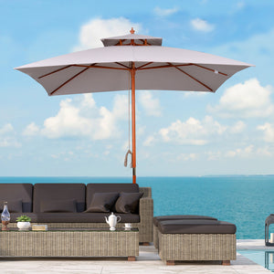 3 x 3 (m) Garden Umbrella, Large Parasol, Outdoor Sunshade Canopy with Double Tier, Grey