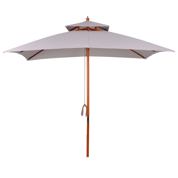 3 x 3 (m) Garden Umbrella, Large Parasol, Outdoor Sunshade Canopy with Double Tier, Grey