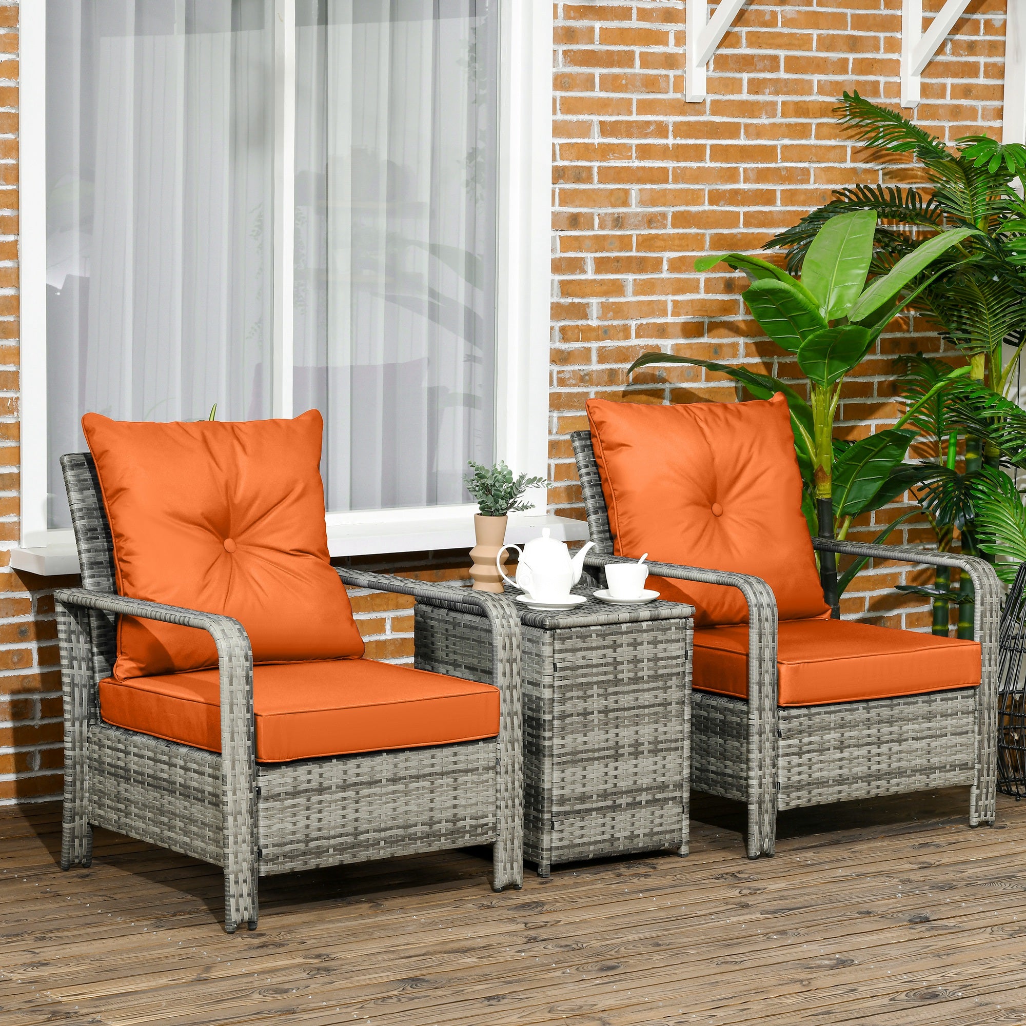 Pieces Rattan Bistro Set, Wicker Garden Furniture Set with